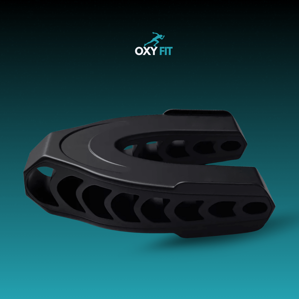 OXYFIT Jaw Trainer AIR 2.0 in black — enamel-safe silicone jaw muscle trainer