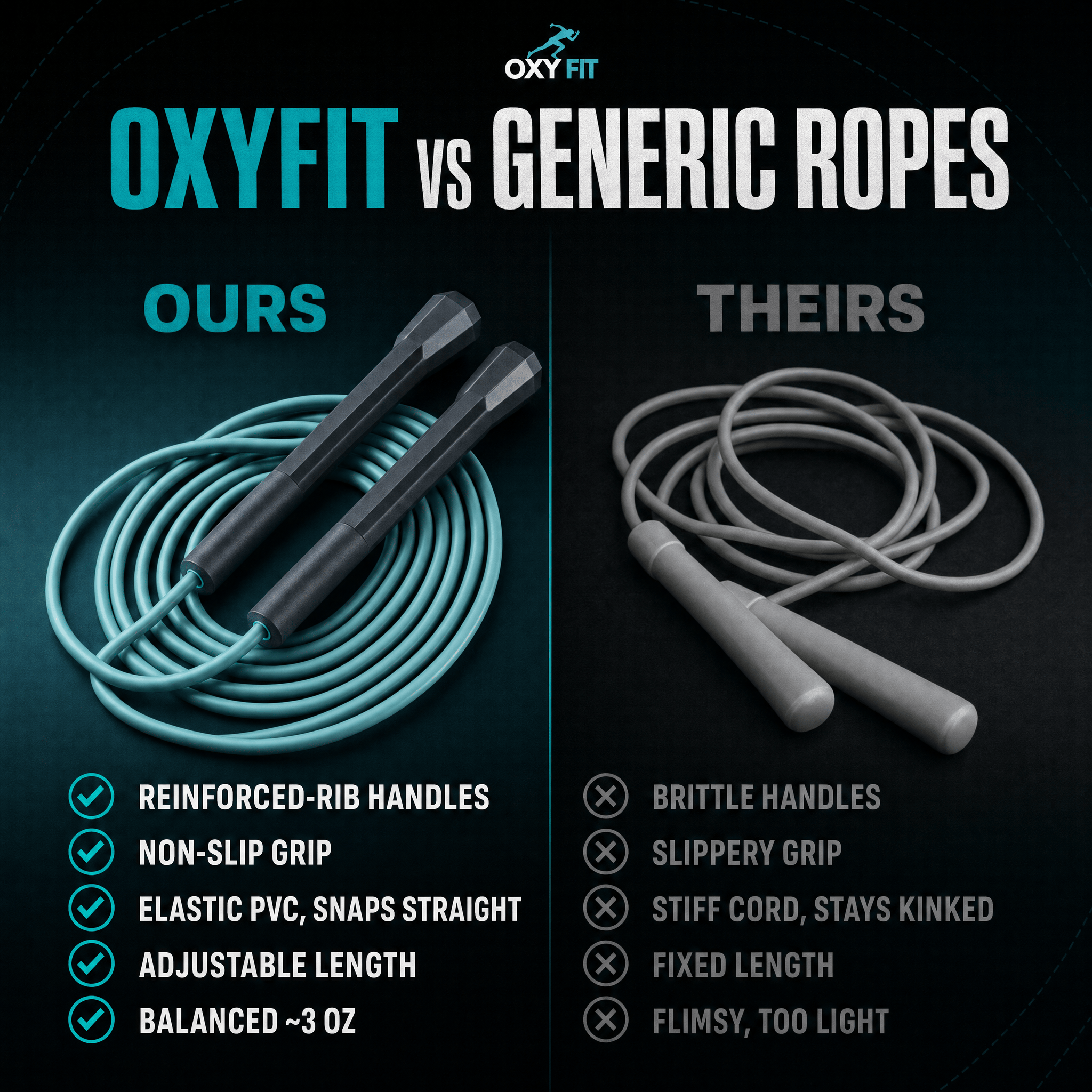 OXYFIT Jump Rope OXYFIT Adjustable Speed Rope Adjustable Speed Jump Rope for Boxing & CrossFit | OXYFIT