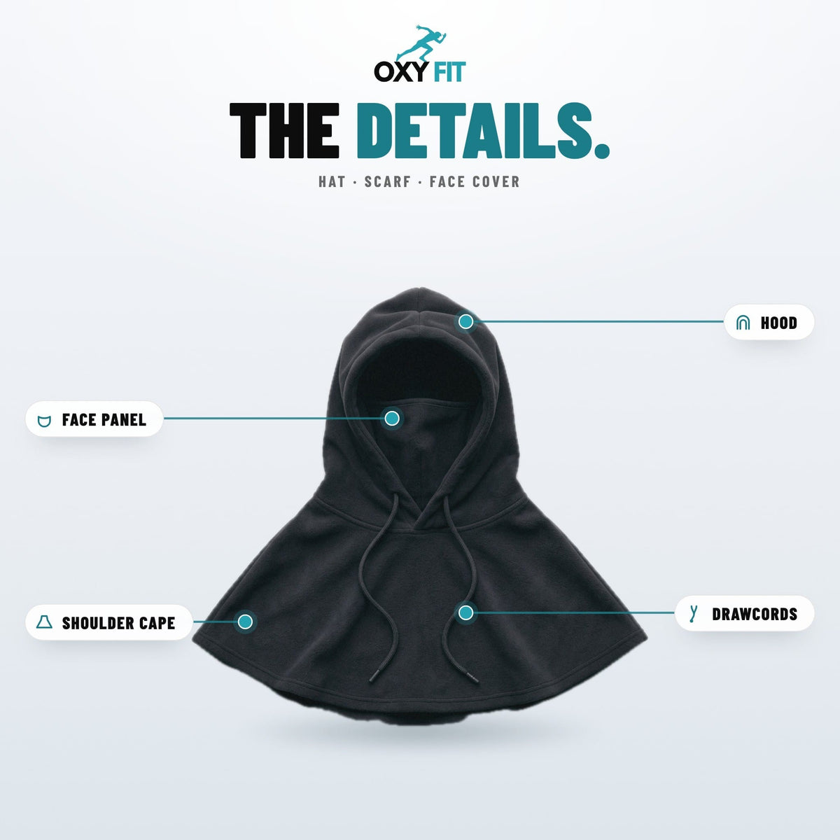 OXYFIT Hood OXYFIT™ 3-in-1 Fleece Hood 3-in-1 Fleece Hood: Hat, Scarf & Face Cover | OXYFIT™