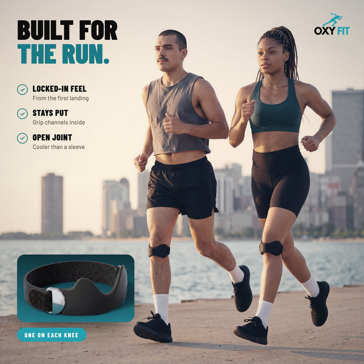 OXYFIT Knee Strap OXYFIT™ Patella Strap – Silicone Tendon Pad, Adjustable Knee Strap Patella Strap, Silicone Knee Strap for Running | OXYFIT