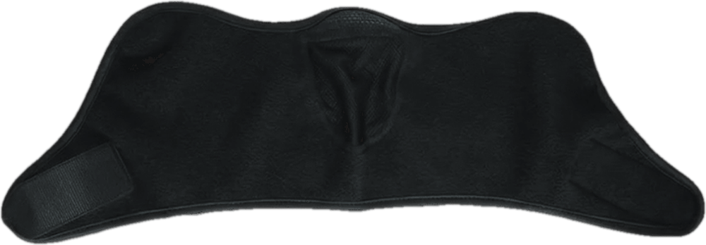 OXYFIT Thermal Face Guard laid flat, showing the hook-and-loop ends