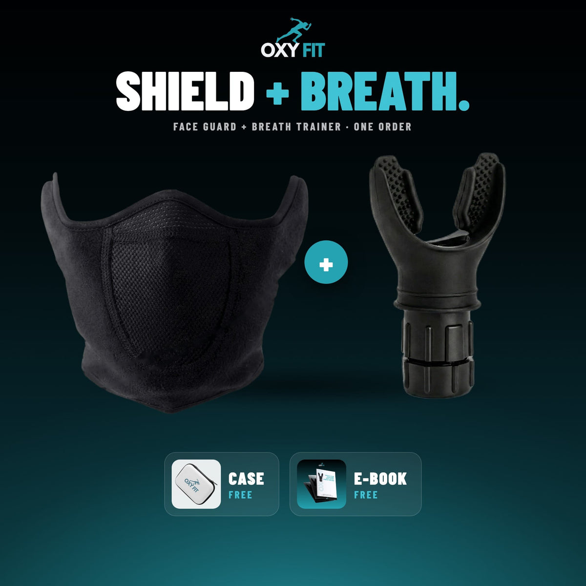 Shield + Breath bundle: the Face Guard with the OXYFIT Breath Trainer
