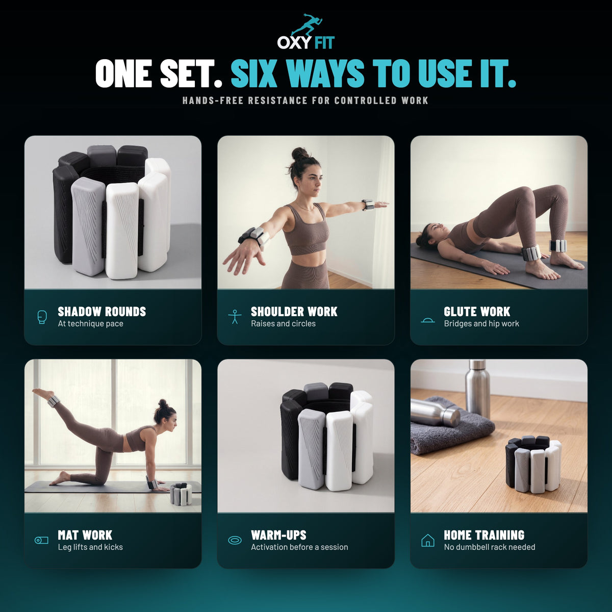 OXYFIT Wearable Weights OXYFIT™ Wearable Weights Wearable Wrist & Ankle Weights, 1 lb Each | OXYFIT